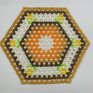 Vintage Beaded Hexagon Doily Placemat